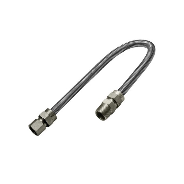 Flextron Gas Line Hose 5/8'' O.D.x24'' Length 1/2" FIPx3/4" MIP Fittings, Stainless Steel Flexible Connector FTGC-SS12-24M - main